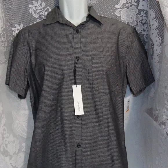 slim fit dress slacks Miles Solid OoohCotton Short Sleeve Shirt – BUGATCHI main image 1